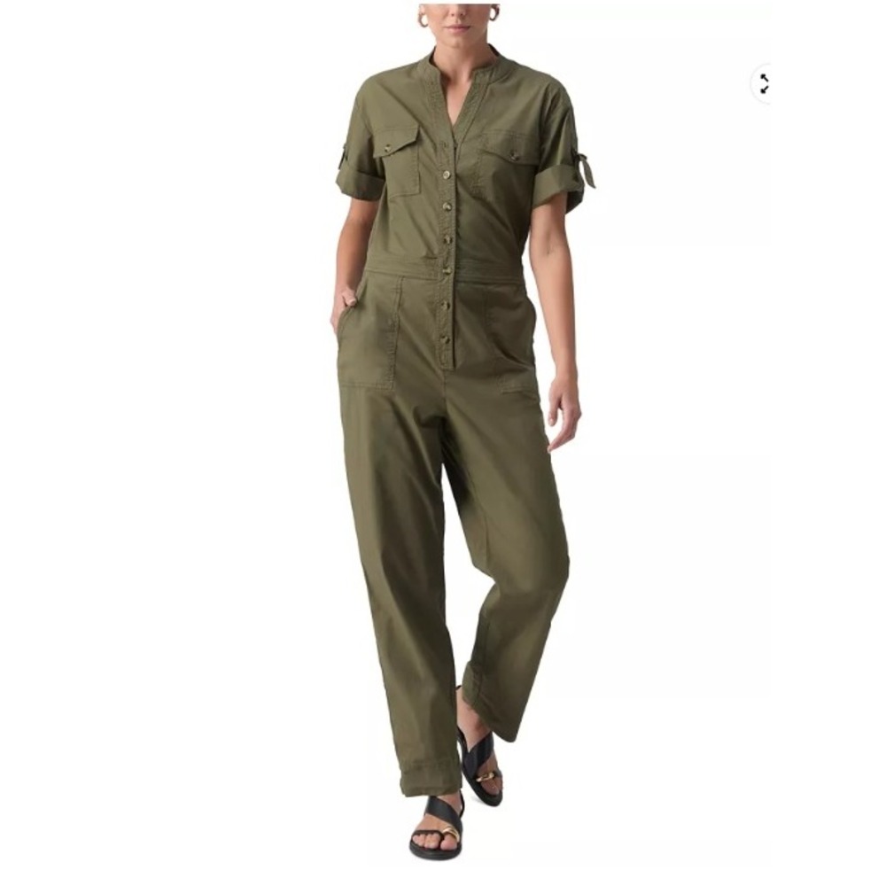 Sanctuary Womens M Olive Reserve Short Sleeve Utility Jumpsuit NWT